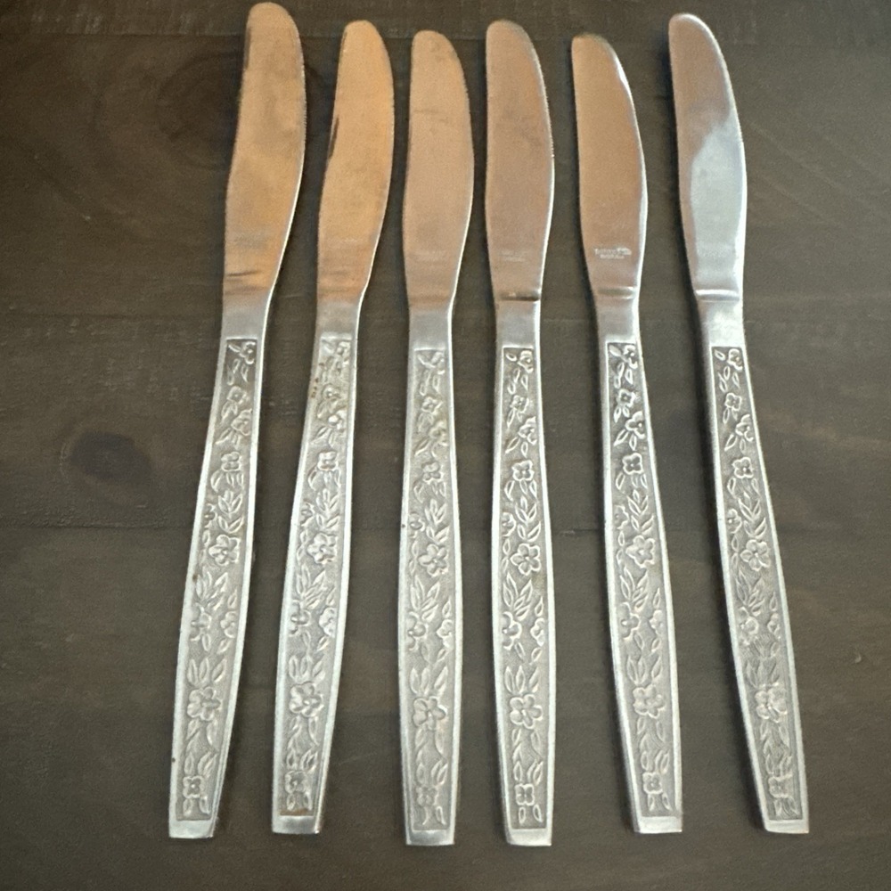 Escondido Stainless Korea‎ square handle Flower Dinner Knife 8" Set Of 6